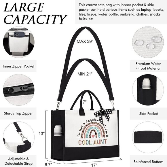 Aunt Gift Set Canvas Tote Makeup Bag for Auntie Great for Christmas - Picture 6 of 8